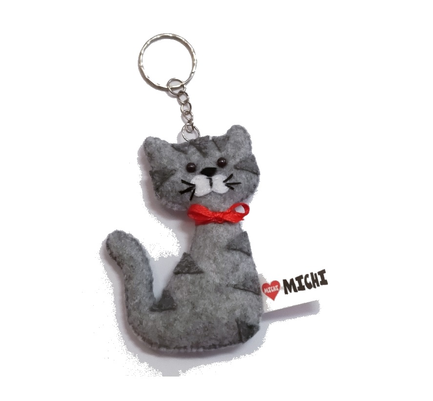 MICHI Portachiavi Gatto Grigio - Keyring Grey cat