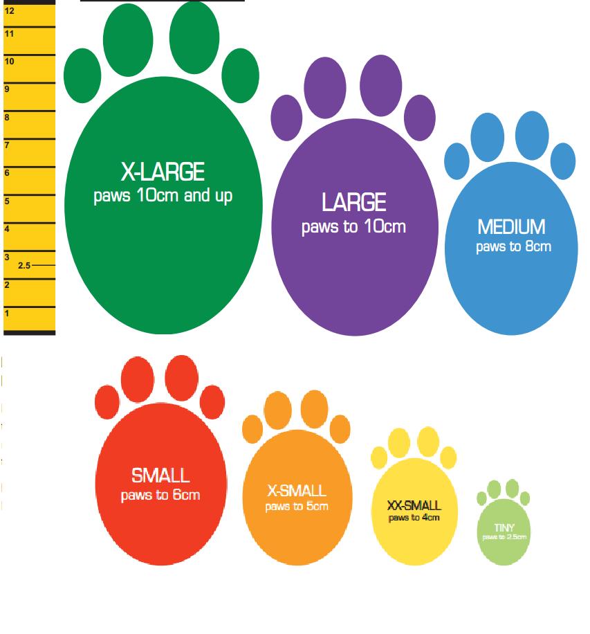 Pawz size chart cm