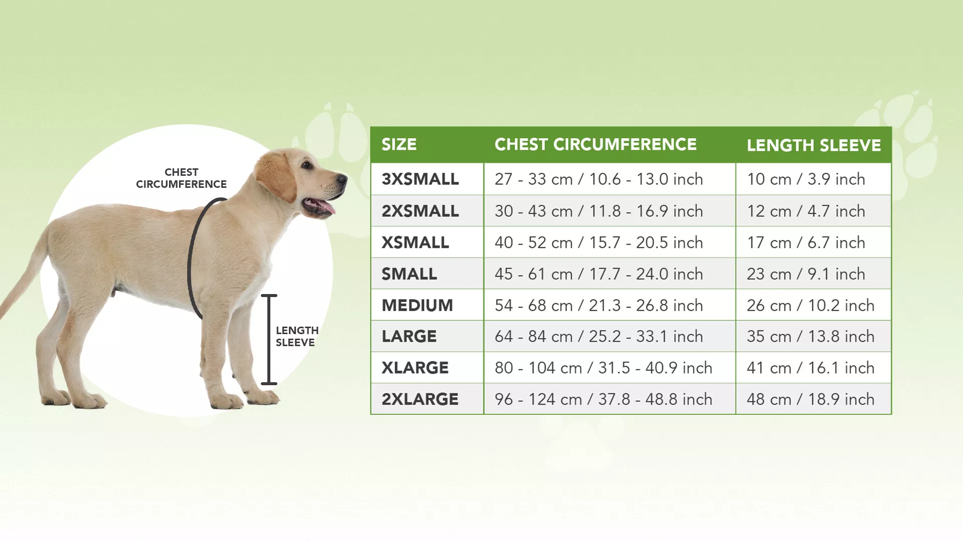 SUITICAL_EN_RECOVERY-SLEEVE-DOG-MAATTABEL_01_2022