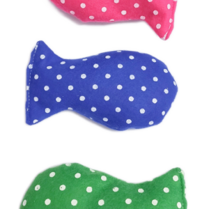 MICHI CATNIP TOY FISH Pink Dot Toy Cat with Catnip Fish Pink Polka Dots